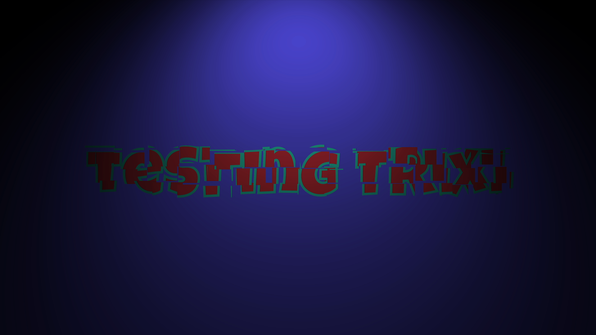 Title card: 'Testing Trixi' in glitchy red letters on a dark blue background. Testing Trixi (2020) by Nickii Schamborski.
